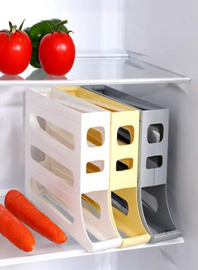 MISTYCDEP Plastic Automatic Rolldown Refrigerator 4 Tier Rectangular Egg Rolling Dispenser, Holds Up To 30 Eggs, Holder For Fridge Storage - (WHITE) - Image 4